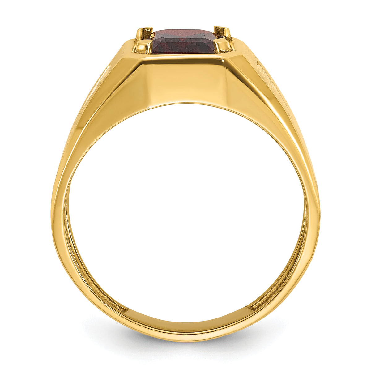 14k IBGoodman Men's Polished and Satin Garnet and Diamond Complete Ring-B57492