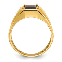 14k IBGoodman Men's Polished and Satin Garnet and Diamond Complete Ring-B57492