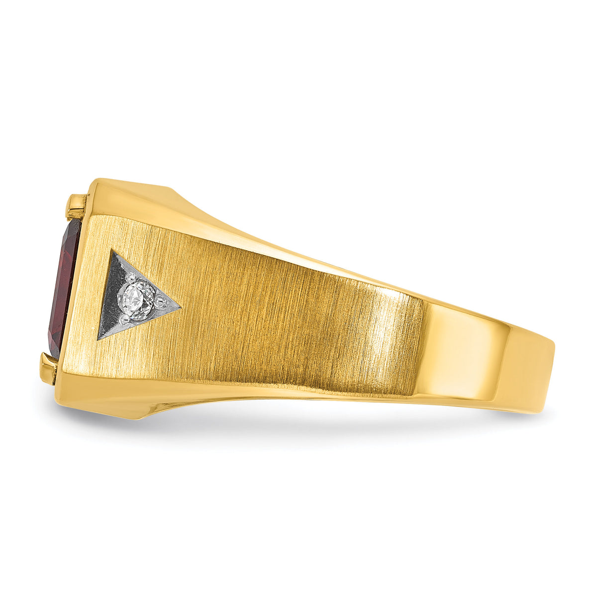 14k IBGoodman Men's Polished and Satin Garnet and Diamond Complete Ring-B57492