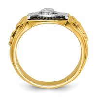 10ktt IBGoodman Men's Textured/Black Enamel Past Master Masonic Ring-B57632