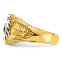 10ktt IBGoodman Men's Textured/Black Enamel Past Master Masonic Ring-B57632