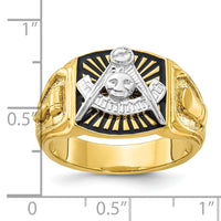 10ktt IBGoodman Men's Textured/Black Enamel Past Master Masonic Ring-B57632