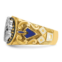 10ktt IBGoodman Men's Textured & Enameled Masonic Blue Lodge Ring-B57660