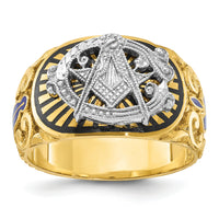 10ktt IBGoodman Men's Textured & Enameled Masonic Blue Lodge Ring-B57660