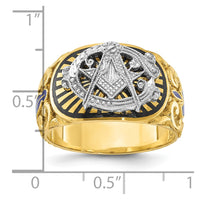 IBGoodman 14k Two-tone Men's Polished and Textured with Multi-color Enamel Blue Lodge Master Masonic Ring-B57660-4YW