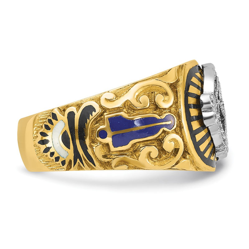 IBGoodman 14k Two-tone Men's Polished and Textured with Multi-color Enamel Blue Lodge Master Masonic Ring-B57660-4YW