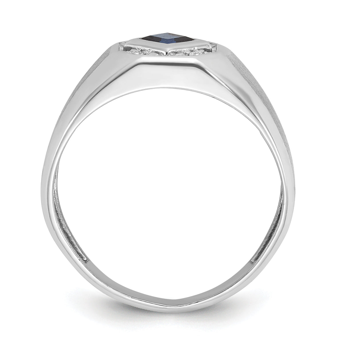 14k White Gold IBGoodman Men's Cr.Sapphire and Diamond Satin Complete Ring-B57674