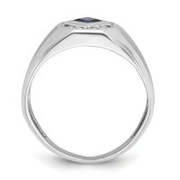 14k White Gold IBGoodman Men's Cr.Sapphire and Diamond Satin Complete Ring-B57674