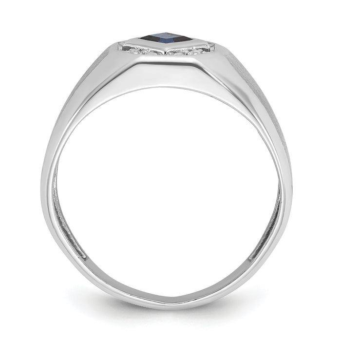 14k White Gold IBGoodman Men's Cr.Sapphire and Diamond Satin Complete Ring-B57674