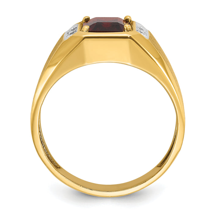 14k IBGoodman Men's Polished and Satin Cr. Ruby and Diamond Complete Ring-B57676