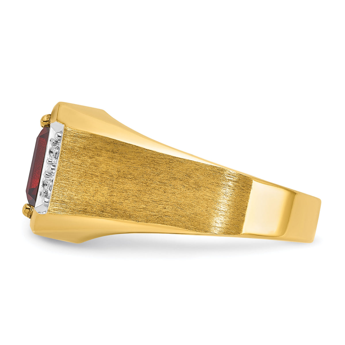 14k IBGoodman Men's Polished and Satin Cr. Ruby and Diamond Complete Ring-B57676