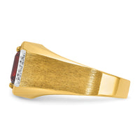 14k IBGoodman Men's Polished and Satin Cr. Ruby and Diamond Complete Ring-B57676