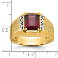 14k IBGoodman Men's Polished and Satin Cr. Ruby and Diamond Complete Ring-B57676