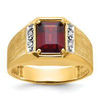 14k IBGoodman Men's Polished and Satin Cr. Ruby and Diamond Complete Ring-B57676