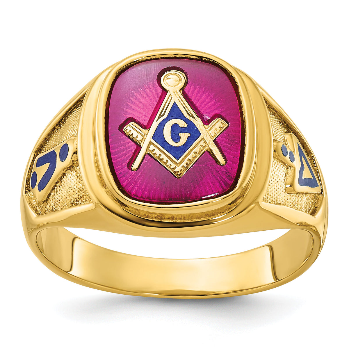 10k IBGoodman Men's Textured Blue Lodge Masonic Ring Mounting-B57679