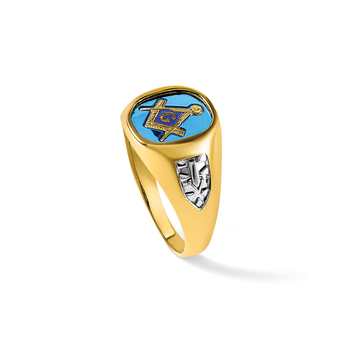 10k IBGoodman Men's Textured Blue Lodge Masonic Ring Mounting-B57688