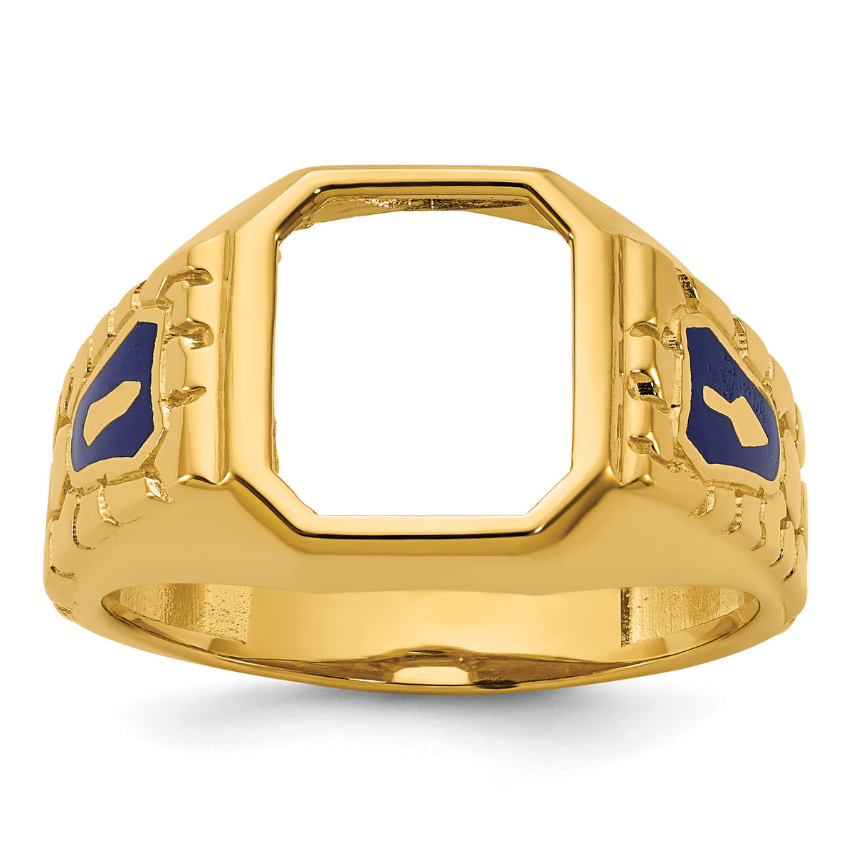 10k IBGoodman Men's Textured Blue Lodge Masonic Ring Mounting-B57699