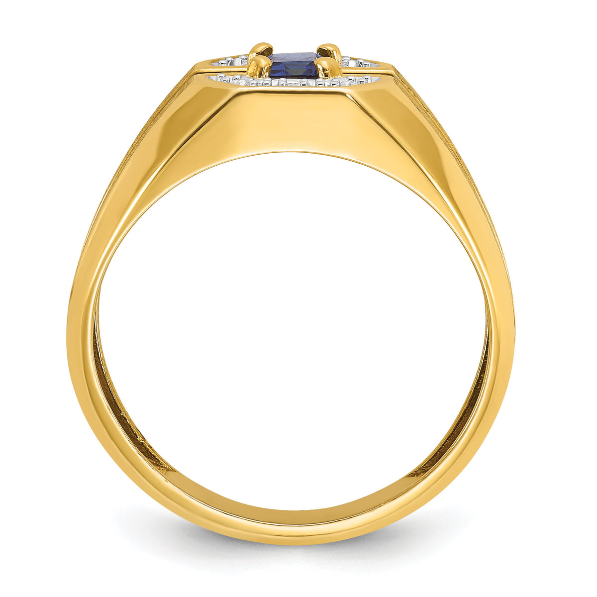 14k IBGoodman Men's Cr.Sapphire and Diamond Satin Complete Ring-B57714