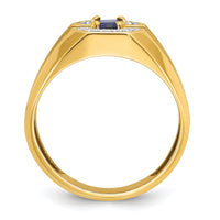 14k IBGoodman Men's Cr.Sapphire and Diamond Satin Complete Ring-B57714