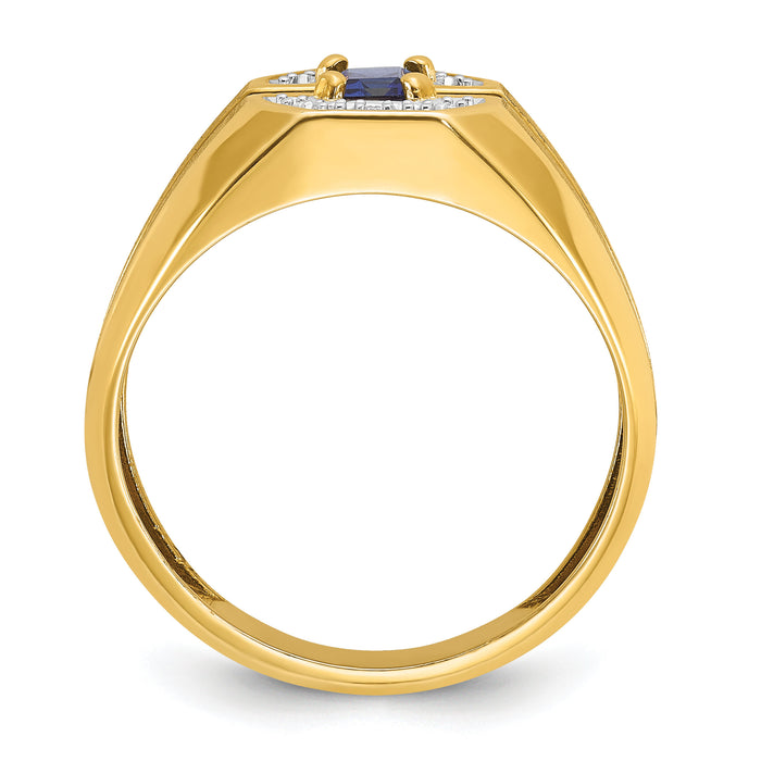 14k IBGoodman Men's Cr.Sapphire and Diamond Satin Complete Ring-B57714
