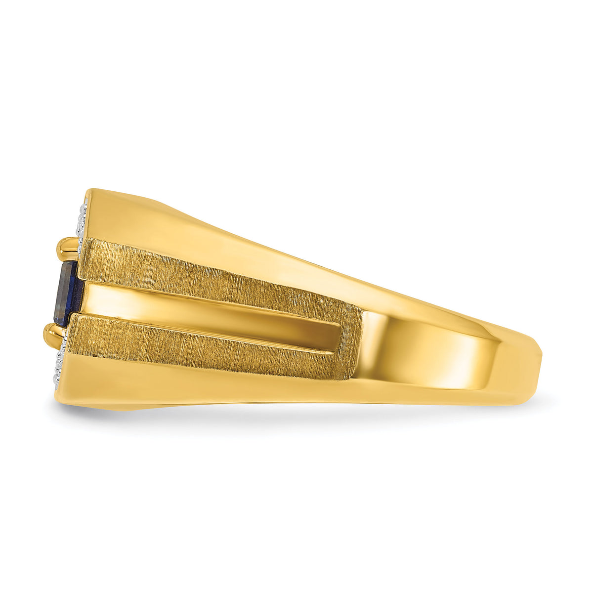 14k IBGoodman Men's Cr.Sapphire and Diamond Satin Complete Ring-B57714