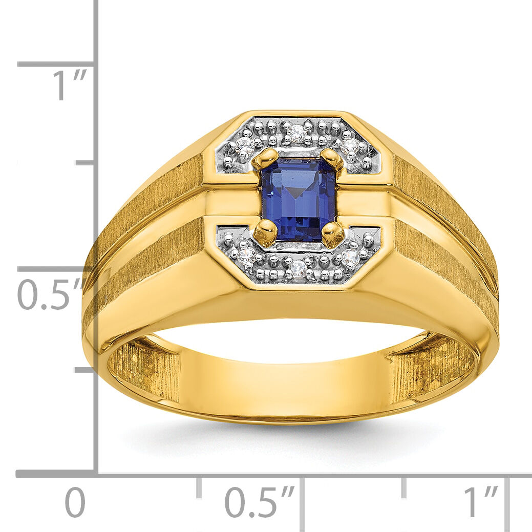 14k IBGoodman Men's Cr.Sapphire and Diamond Satin Complete Ring-B57714