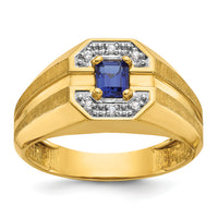 14k IBGoodman Men's Cr.Sapphire and Diamond Satin Complete Ring-B57714