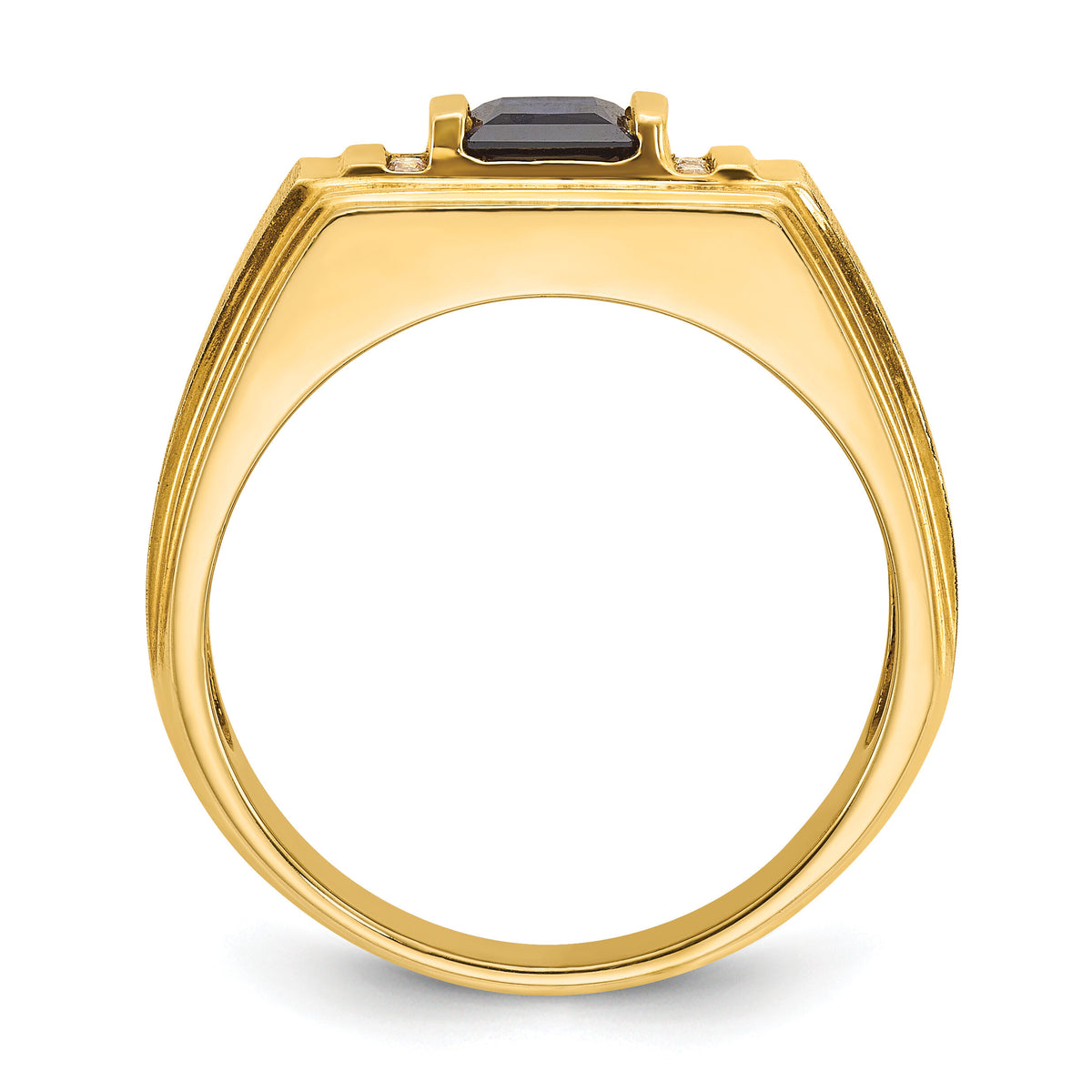 10k IBGoodman Men's Cr.Sapphire and Diamond Satin Complete Ring-B57716
