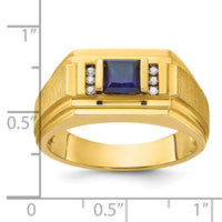 10k IBGoodman Men's Cr.Sapphire and Diamond Satin Complete Ring-B57716