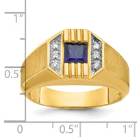 14k IBGoodman Men's Cr.Sapphire and Diamond Satin Complete Ring-B57720