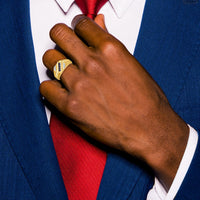 14k IBGoodman Men's Cr.Sapphire and Diamond Satin Complete Ring-B57722