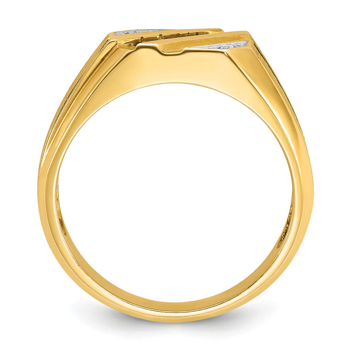 14k IBGoodman Men's Cr.Sapphire and Diamond Satin Complete Ring-B57722