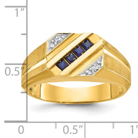 14k IBGoodman Men's Cr.Sapphire and Diamond Satin Complete Ring-B57722
