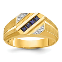14k IBGoodman Men's Cr.Sapphire and Diamond Satin Complete Ring-B57722