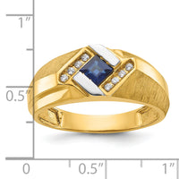 10k IBGoodman Men's Cr.Sapphire and Diamond Satin Complete Ring-B57724