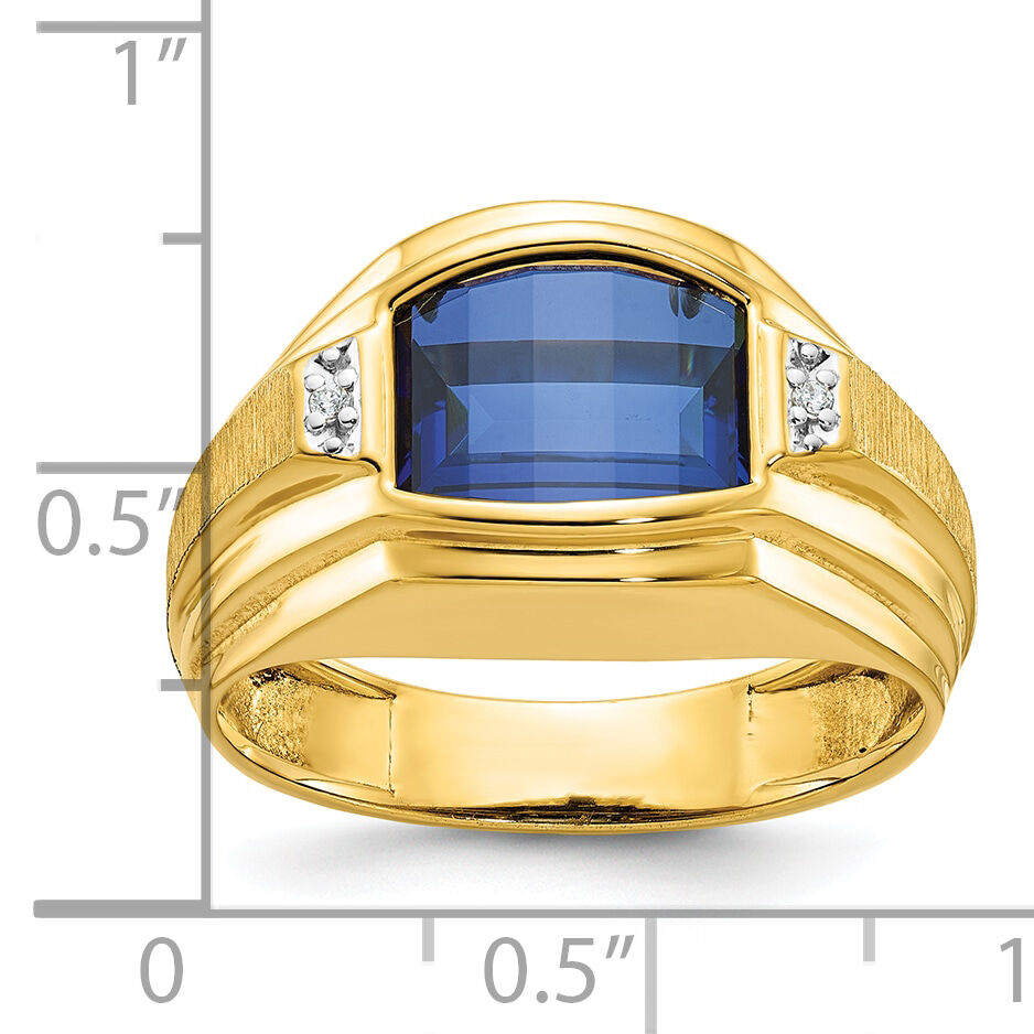 10k IBGoodman Men's Polished and Satin Gemstone and Diamond Ring Mounting-B57727