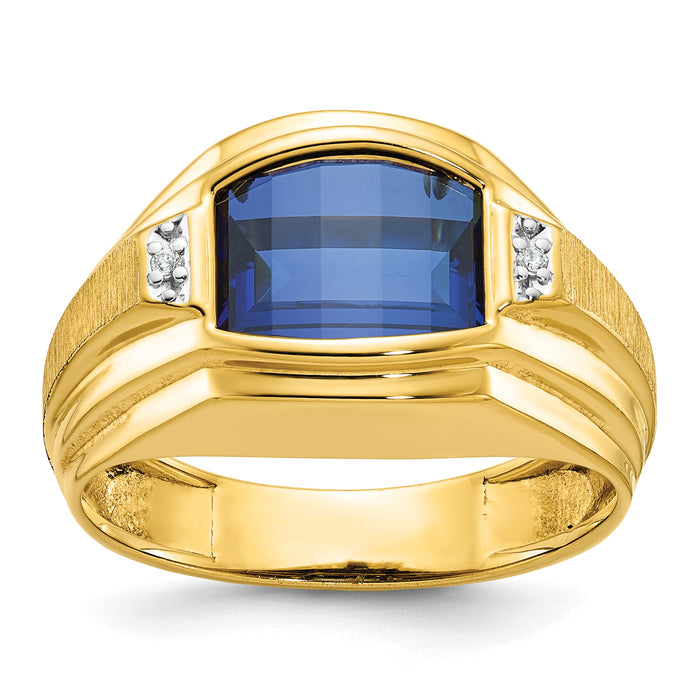 10k IBGoodman Men's Polished and Satin Gemstone and Diamond Ring Mounting-B57727-0Y