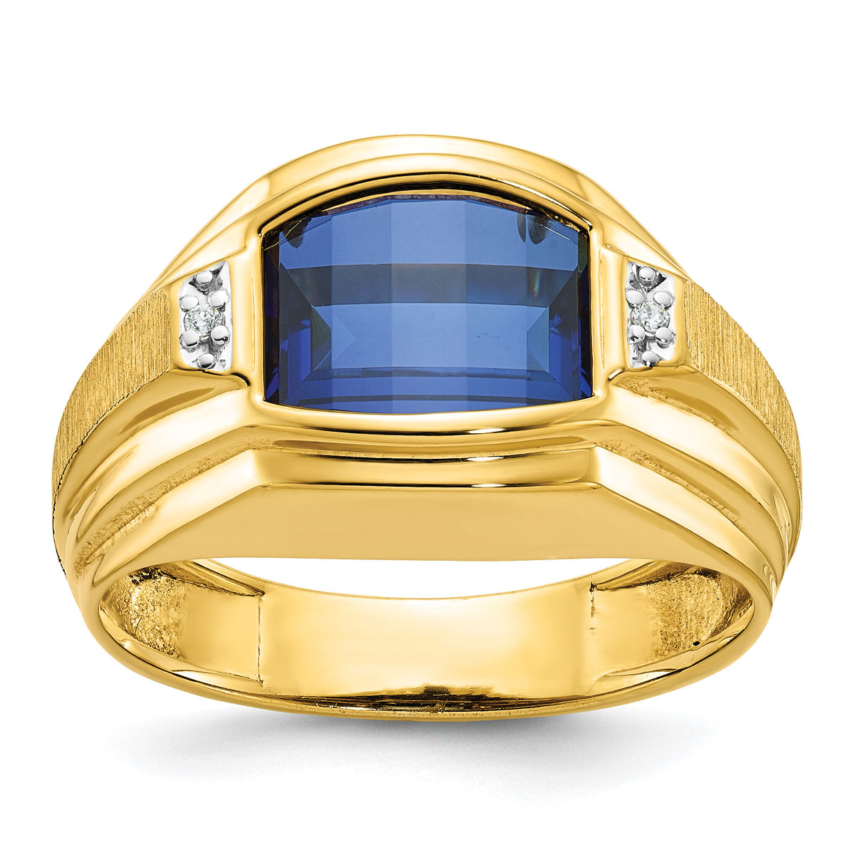10k IBGoodman Men's Polished and Satin Gemstone and Diamond Ring Mounting-B57727