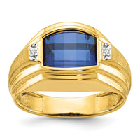 10k IBGoodman Men's Polished and Satin Gemstone and Diamond Ring Mounting-B57727