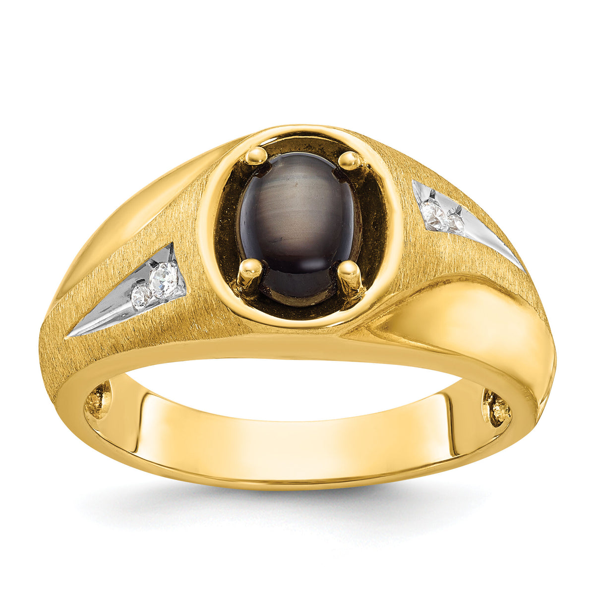 10k IBGoodman Men's Satin Gemstone and Diamond Ring Mounting-B57736