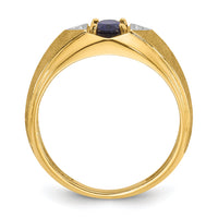 14k IBGoodman Men's Cr.Sapphire and Diamond Satin Complete Ring-B57748