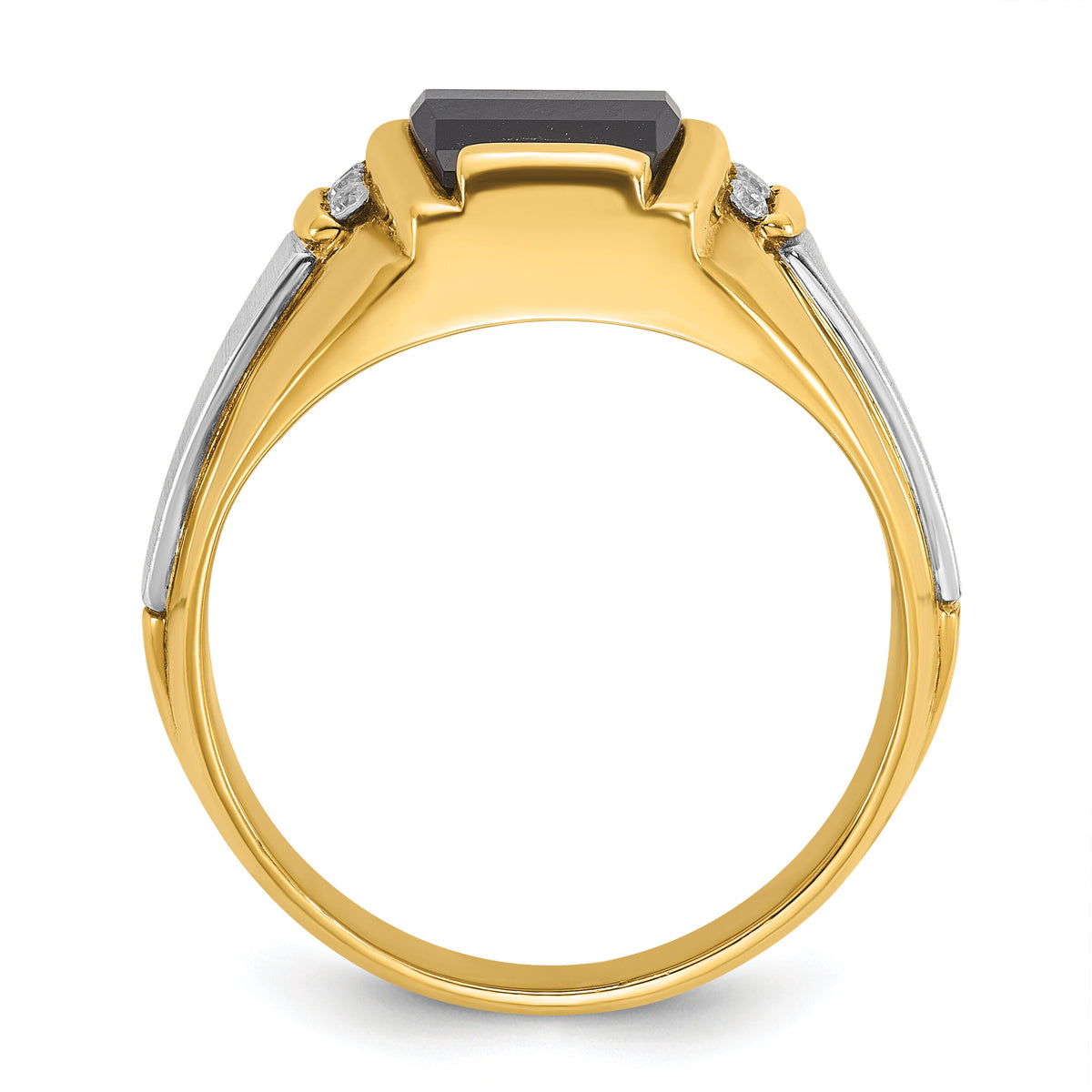 14k Two-tone IBGoodman Men's Satin Onyx and Diamond Complete Ring-B57823