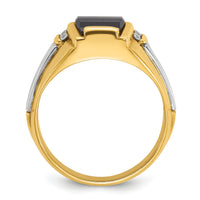 14k Two-tone IBGoodman Men's Satin Onyx and Diamond Complete Ring-B57823
