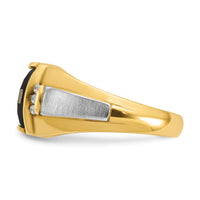 14k Two-tone IBGoodman Men's Satin Onyx and Diamond Complete Ring-B57823