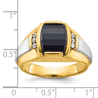 14k Two-tone IBGoodman Men's Satin Onyx and Diamond Complete Ring-B57823