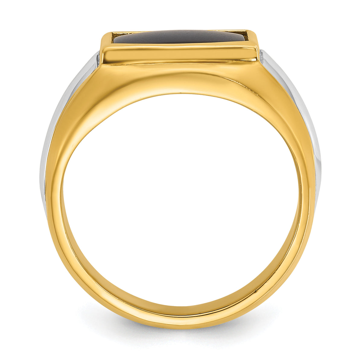 10k Two-tone IBGoodman Men's Onyx Complete Ring-B57824