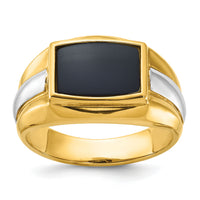 10k Two-tone IBGoodman Men's Onyx Complete Ring-B57824