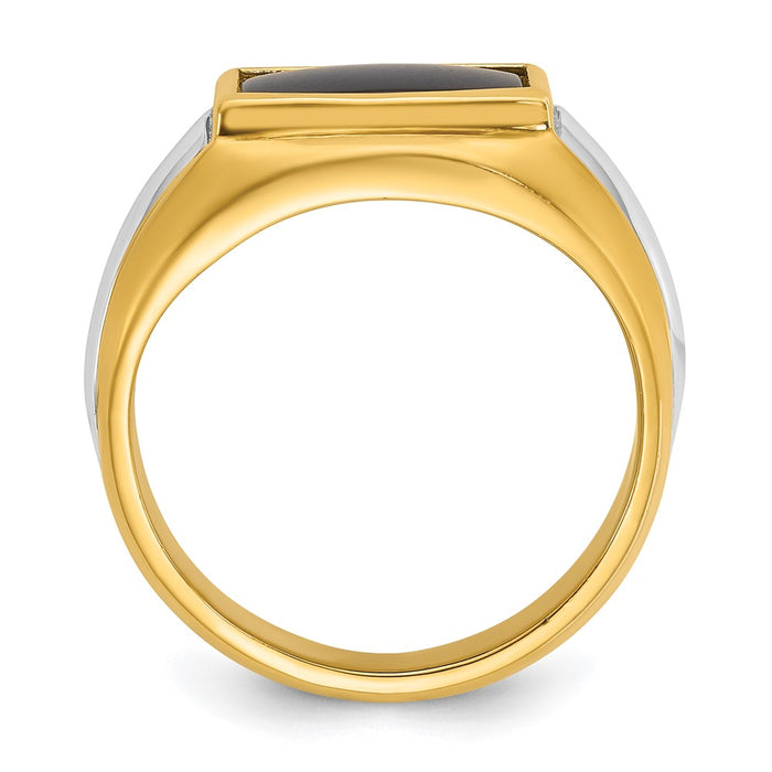 14k Two-tone IBGoodman Men's Onyx Complete Ring-B57824-4YWOX