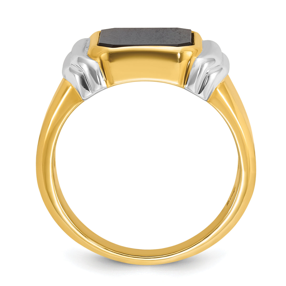 14k Two-tone IBGoodman Men's Onyx Complete Ring-B57826
