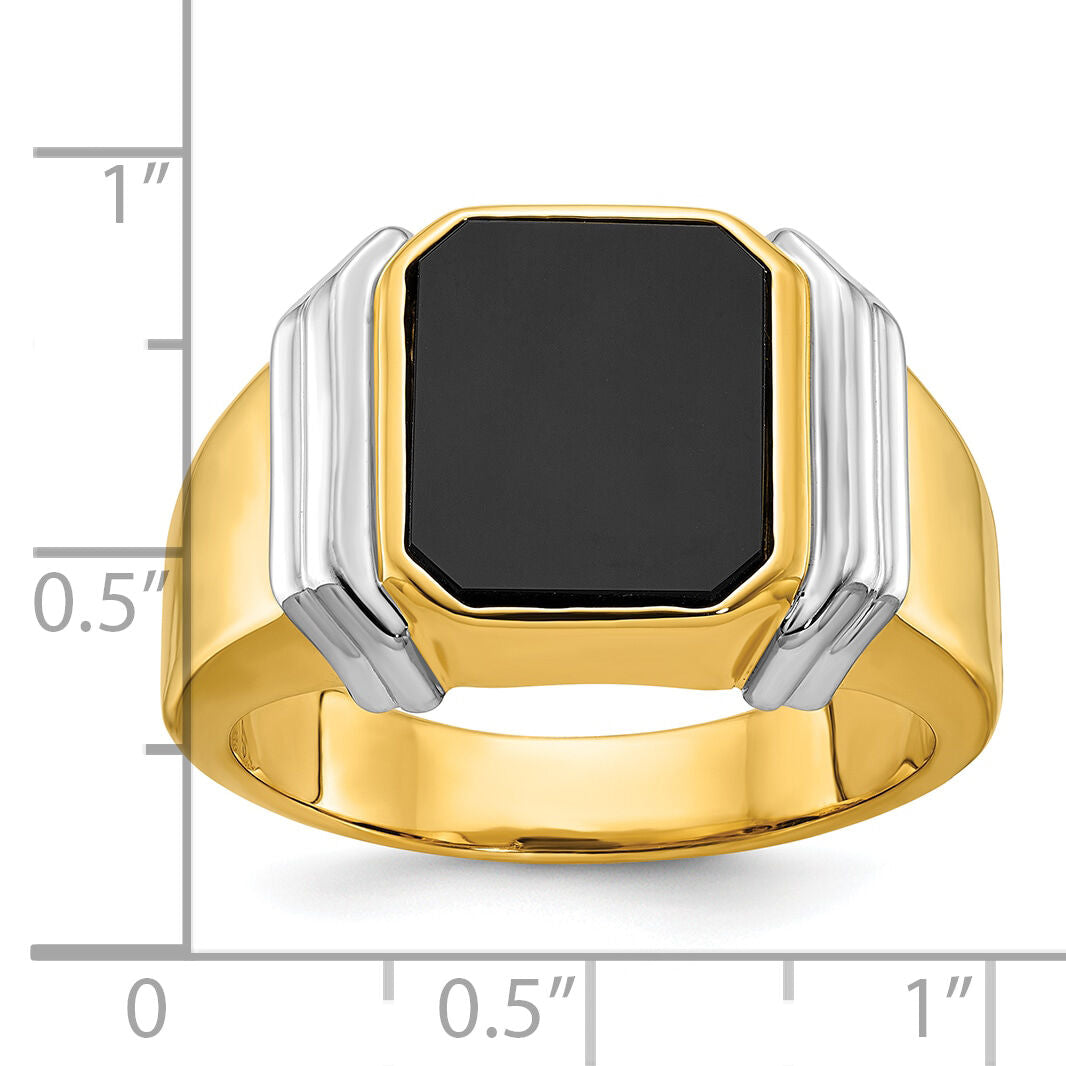 14k Two-tone IBGoodman Men's Onyx Complete Ring-B57826